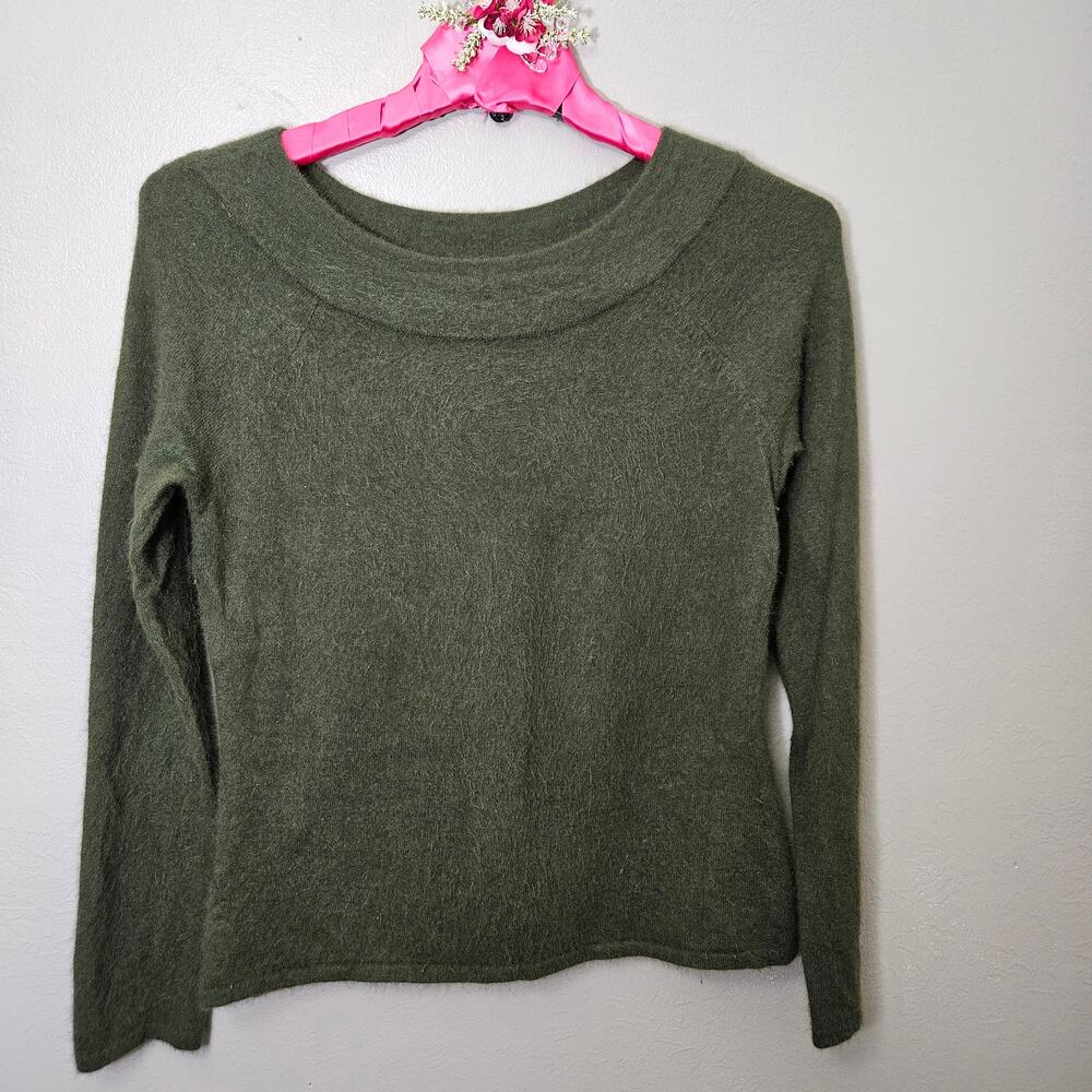 Y2K Grunge Sarah Spencer Angora WoolBlend WideNeck Sweater Olive L Earthy VTG90s